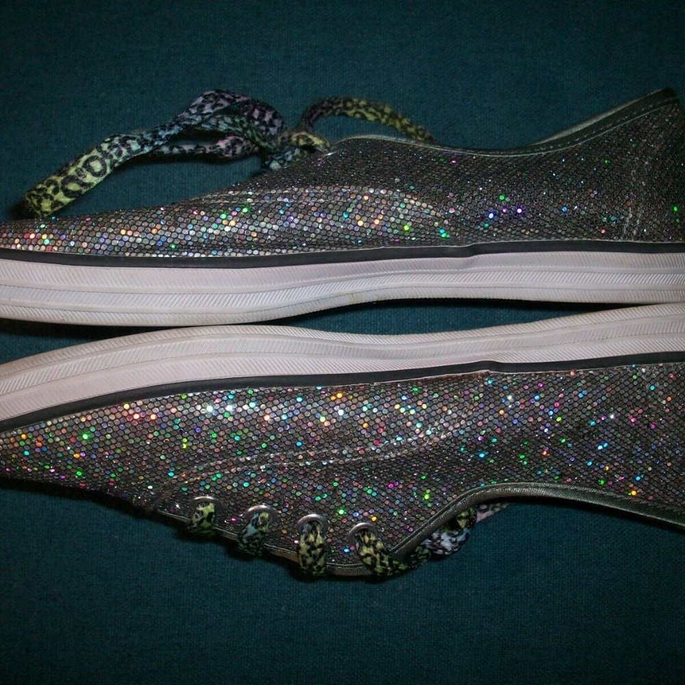 Bobs by Sketchers Silver Glitter Tennis Shoes Size 6 US Lil Bobs Sneakers EU 36 - Picture 5 of 7